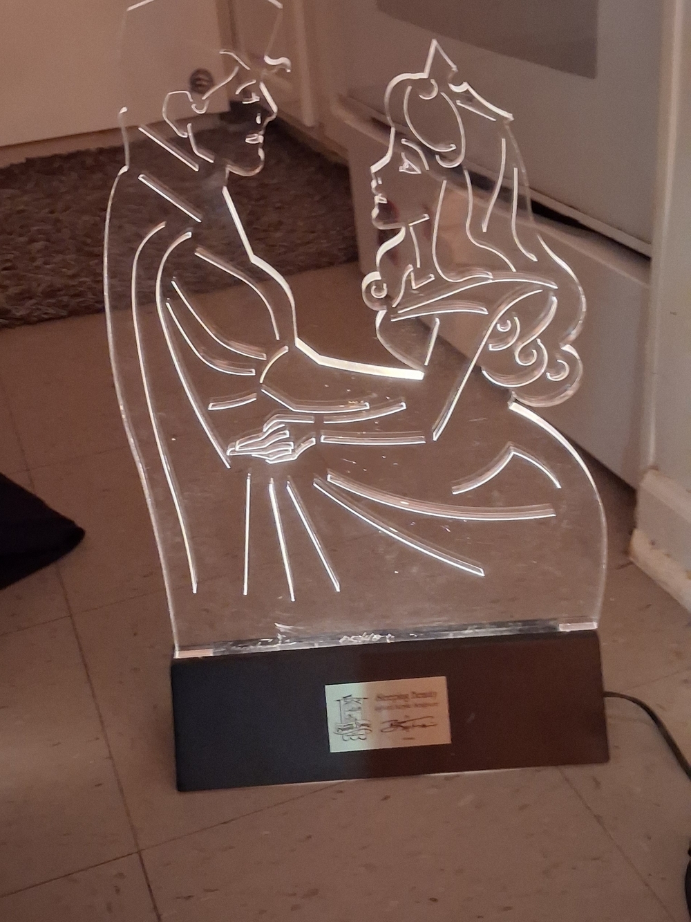 Disney Clear Acrylic Sleeping Beauty Princess and Prince Light-Up Silhouette
